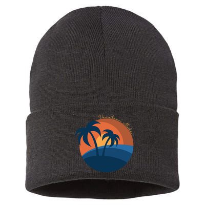 Vacation Mode Sunset Beach Sustainable Knit Beanie