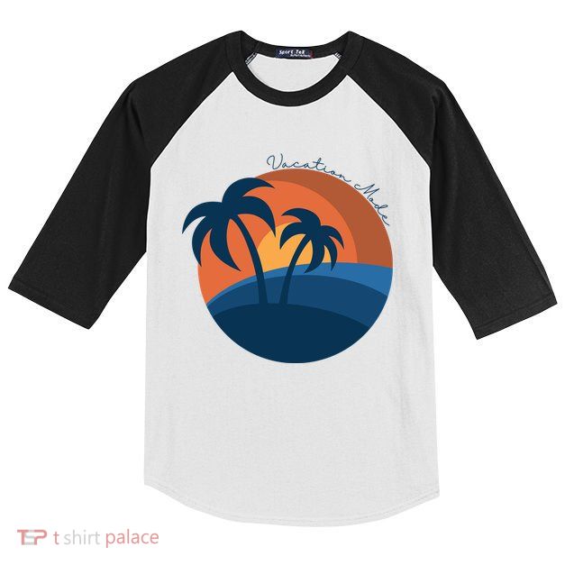 Vacation Mode Sunset Beach Kids Colorblock Raglan Jersey