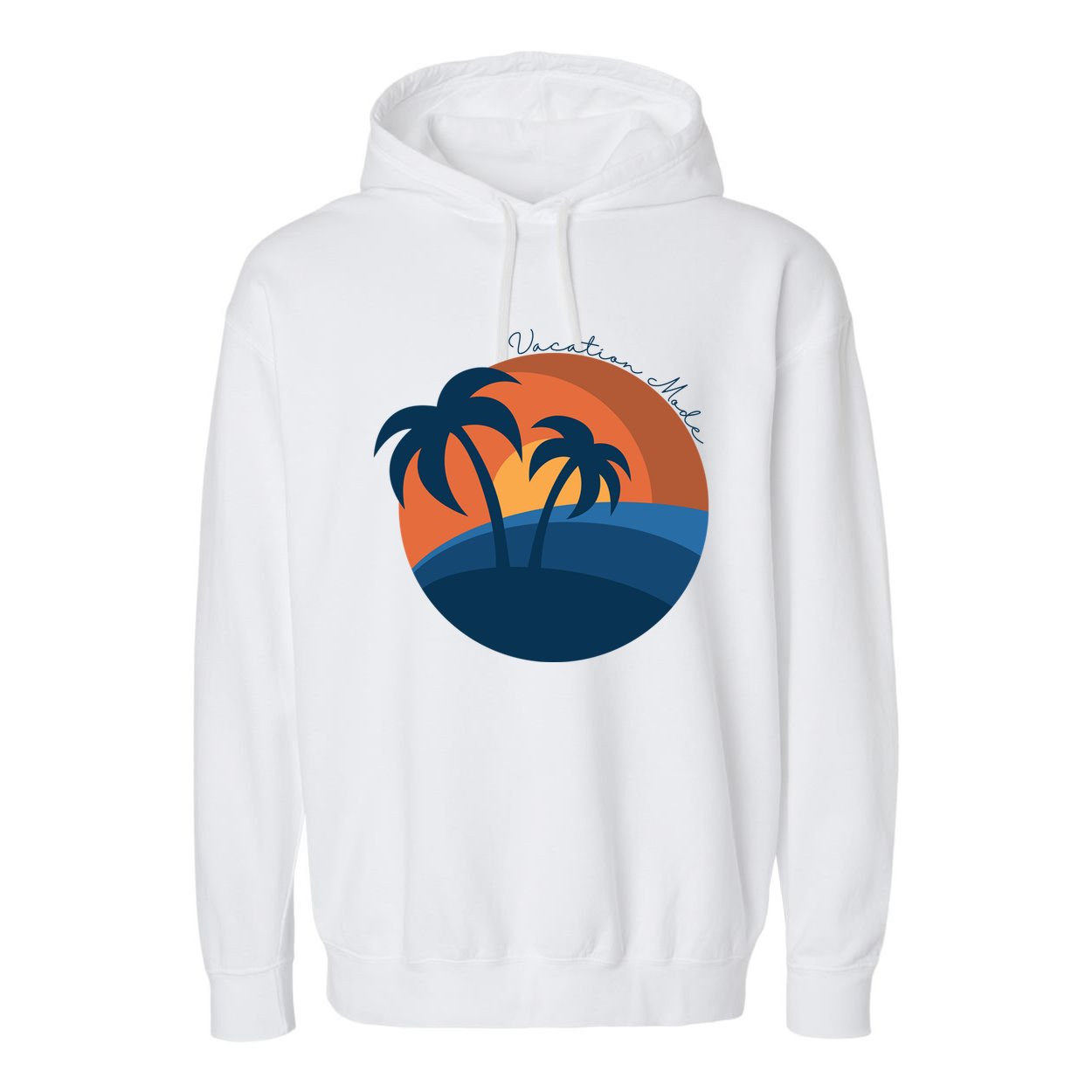 Vacation Mode Sunset Beach Garment-Dyed Fleece Hoodie