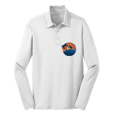 Vacation Mode Sunset Beach Silk Touch Performance Long Sleeve Polo