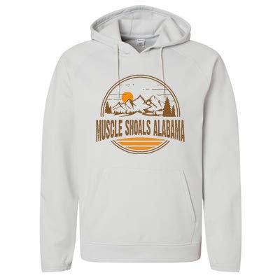 Vintage Muscle Shoals Alabama Mountain Hiking Souvenir Print Performance Fleece Hoodie