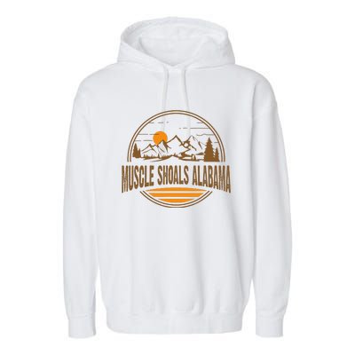 Vintage Muscle Shoals Alabama Mountain Hiking Souvenir Print Garment-Dyed Fleece Hoodie