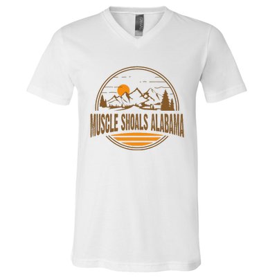 Vintage Muscle Shoals Alabama Mountain Hiking Souvenir Print V-Neck T-Shirt