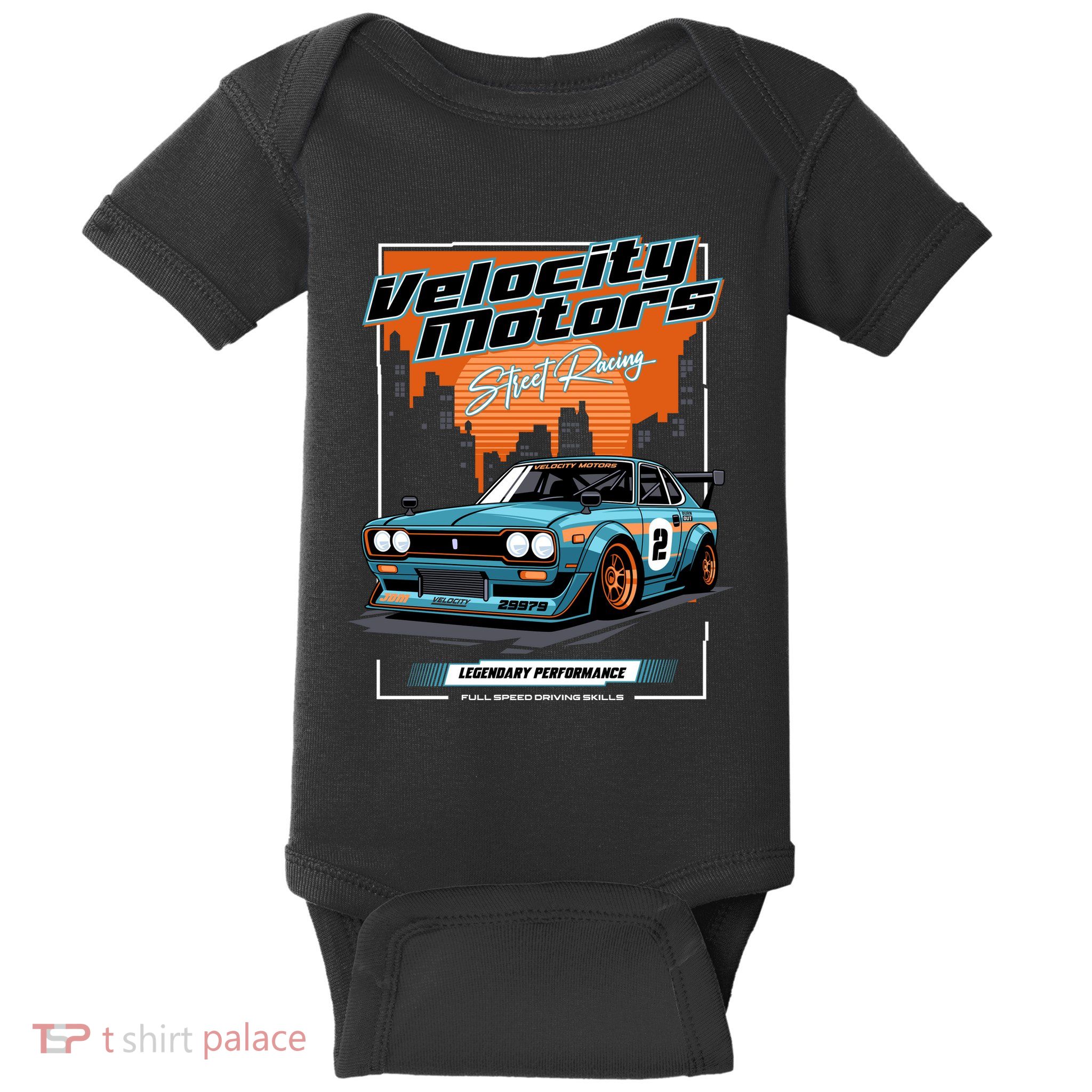 Velocity Motors Steet Racing Baby Bodysuit