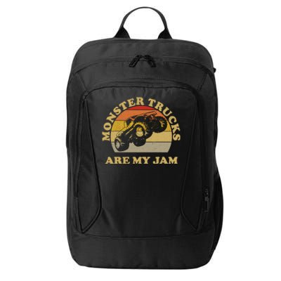 Vintage Monster Trucks Are My Jam Retro Sunset Design City Backpack