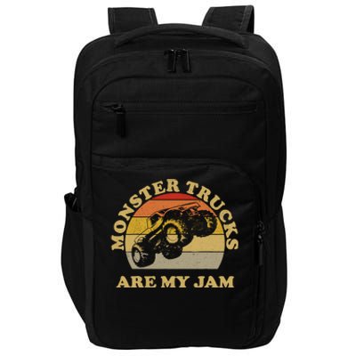 Vintage Monster Trucks Are My Jam Retro Sunset Design Impact Tech Backpack