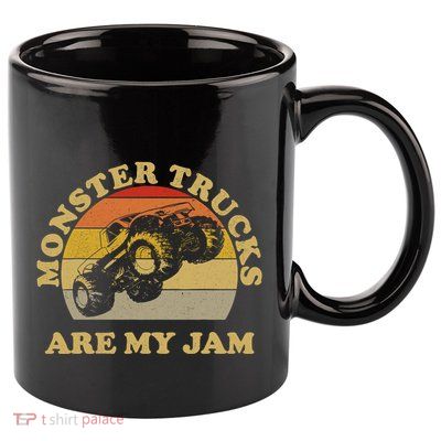 Vintage Monster Trucks Are My Jam Retro Sunset Design 11oz C Handle Ceramic Mug
