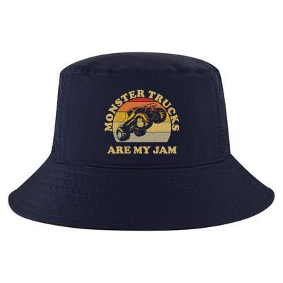 Vintage Monster Trucks Are My Jam Retro Sunset Design Cool Comfort Performance Bucket Hat
