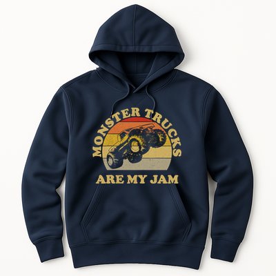 Vintage Monster Trucks Are My Jam Retro Sunset Design Hoodie