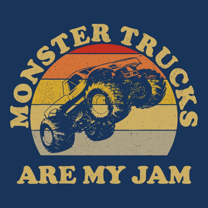 Vintage Monster Trucks Are My Jam Retro Sunset Design Long Sleeve Shirt