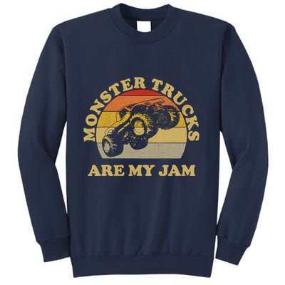 Vintage Monster Trucks Are My Jam Retro Sunset Design Sweatshirt