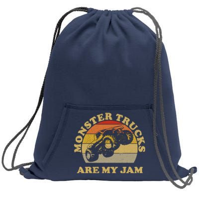 Vintage Monster Trucks Are My Jam Retro Sunset Design Sweatshirt Cinch Pack Bag