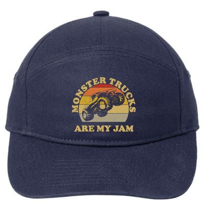 Vintage Monster Trucks Are My Jam Retro Sunset Design 7-Panel Snapback Hat