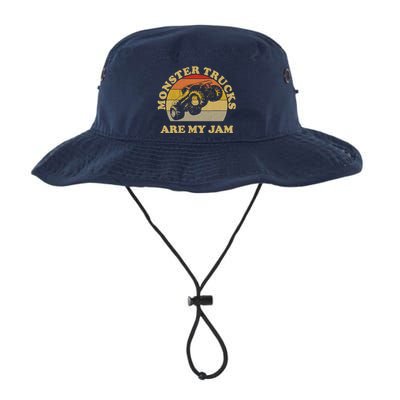 Vintage Monster Trucks Are My Jam Retro Sunset Design Bucket Hat