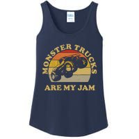 Vintage Monster Trucks Are My Jam Retro Sunset Design Ladies Essential Tank