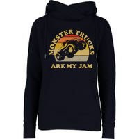 Vintage Monster Trucks Are My Jam Retro Sunset Design Womens Funnel Neck Pullover Hood