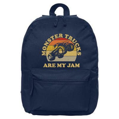 Vintage Monster Trucks Are My Jam Retro Sunset Design 16 in Basic Backpack