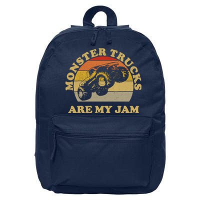 Vintage Monster Trucks Are My Jam Retro Sunset Design 16 in Basic Backpack