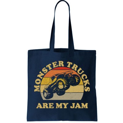 Vintage Monster Trucks Are My Jam Retro Sunset Design Tote Bag