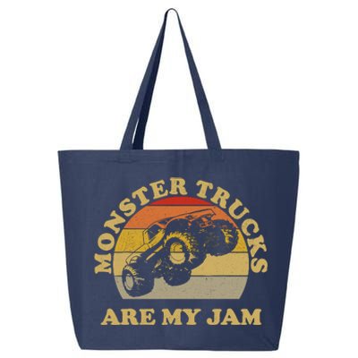 Vintage Monster Trucks Are My Jam Retro Sunset Design 25L Jumbo Tote