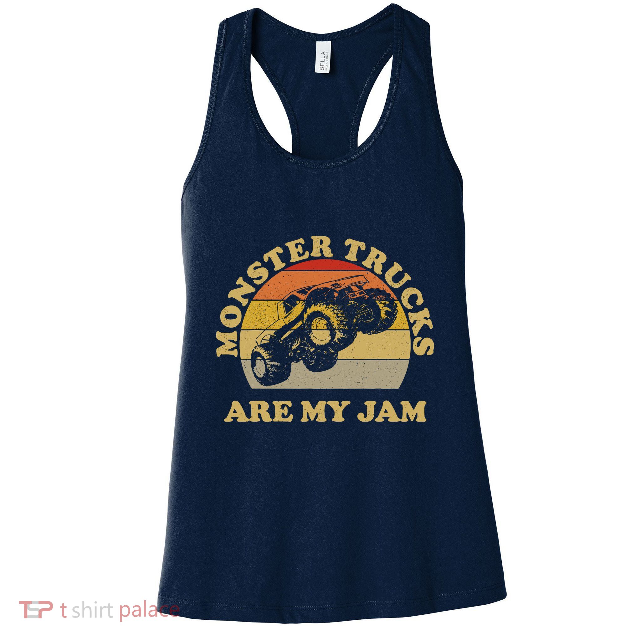 Vintage Monster Trucks Are My Jam Retro Sunset Design Womens Tank Top