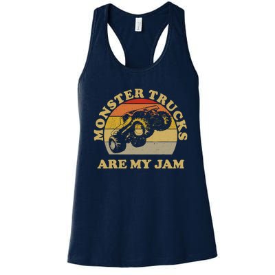 Vintage Monster Trucks Are My Jam Retro Sunset Design Women's Racerback Tank