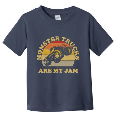 Vintage Monster Trucks Are My Jam Retro Sunset Design Toddler T-Shirt