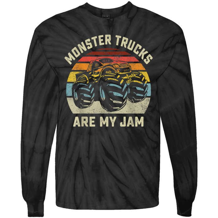 Vintage Monster Truck Retro Style Monster Trucks Are My Jam Tie-Dye Long Sleeve Shirt