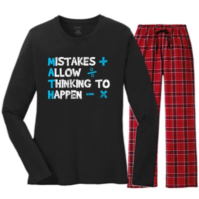 Vintage Math Teacher Funny Saying Gift Women's Long Sleeve Flannel Pajama Set 