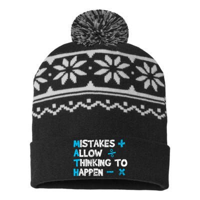 Vintage Math Teacher Funny Saying Gift USA-Made Snowflake Beanie