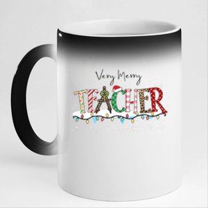 Very Merry Teacher Holiday Christmas 11oz Black Color Changing Mug