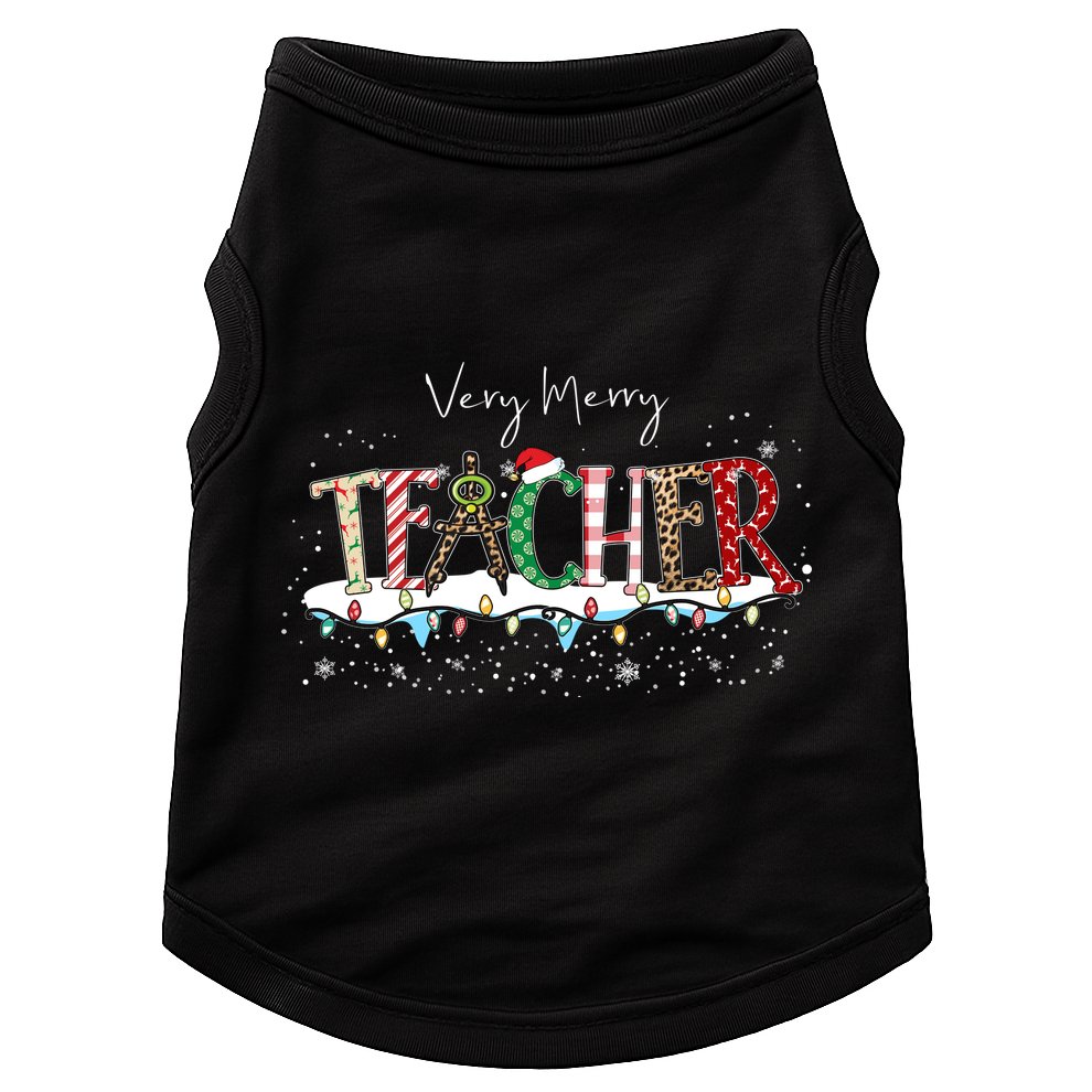 Very Merry Teacher Holiday Christmas Doggie Tank