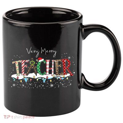 Very Merry Teacher Holiday Christmas 11oz C Handle Ceramic Mug
