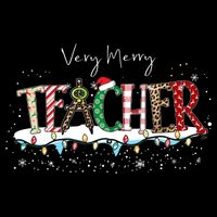 Very Merry Teacher Holiday Christmas 16 in Basic Backpack
