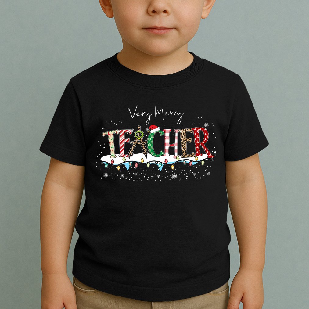 Very Merry Teacher Holiday Christmas Toddler T-Shirt