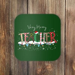 Very Merry Teacher Holiday Christmas Coaster