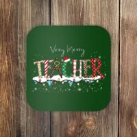 Very Merry Teacher Holiday Christmas Coaster