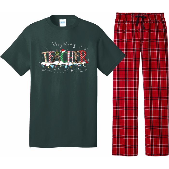 Very Merry Teacher Holiday Christmas Pajama Set