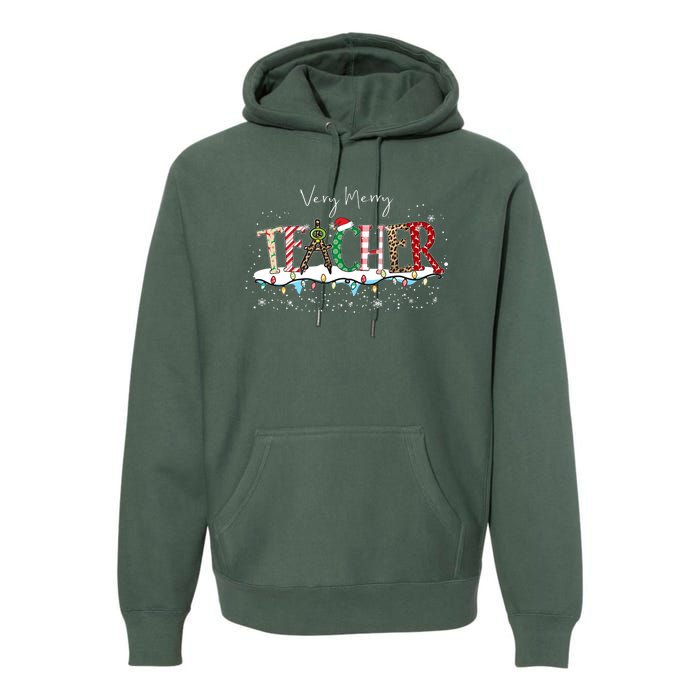 Very Merry Teacher Holiday Christmas Premium Hoodie