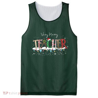 Very Merry Teacher Holiday Christmas Mesh Reversible Basketball Jersey Tank