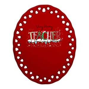 Very Merry Teacher Holiday Christmas Ceramic Oval Ornament