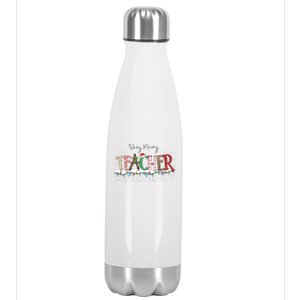 Very Merry Teacher Holiday Christmas Stainless Steel Insulated Water Bottle