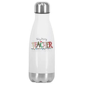 Very Merry Teacher Holiday Christmas Stainless Steel Insulated Water Bottle