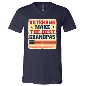 Veterans Make The Best Grandpas USA V-Neck T-Shirt