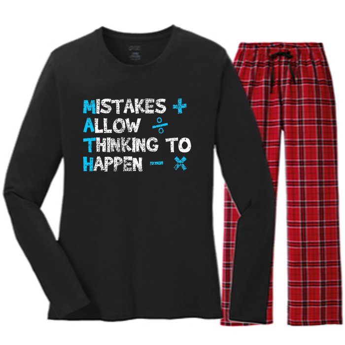 Vintage Math Teacher Funny Saying Gift Women's Long Sleeve Flannel Pajama Set 