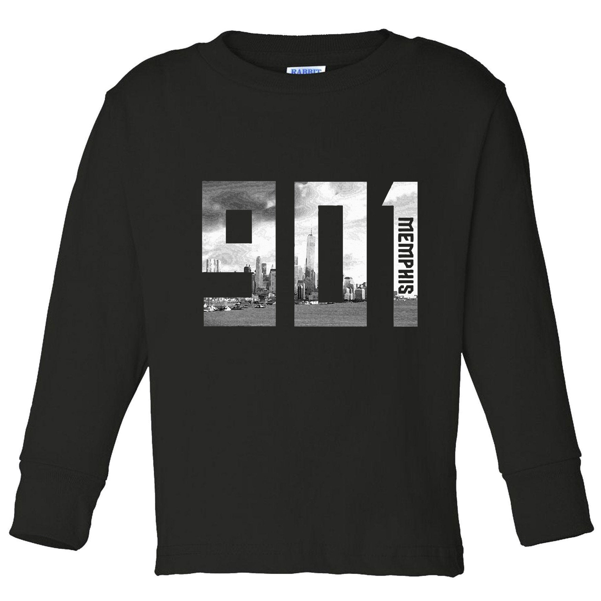 Vintage Memphis Tennessee 901 Area Code Skyline Toddler Long Sleeve Shirt