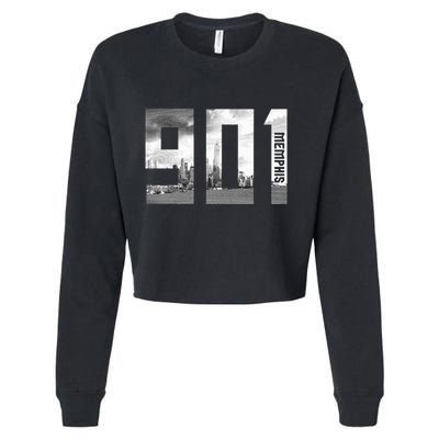 Vintage Memphis Tennessee 901 Area Code Skyline Cropped Pullover Crew