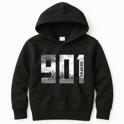 Vintage Memphis Tennessee 901 Area Code Skyline Kids Hoodie
