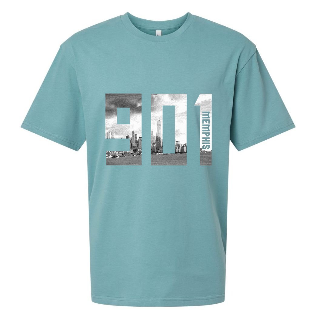 Vintage Memphis Tennessee 901 Area Code Skyline Sueded Cloud Jersey T-Shirt