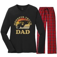 Vintage Monster Truck Gift For Dad Women's Long Sleeve Flannel Pajama Set 